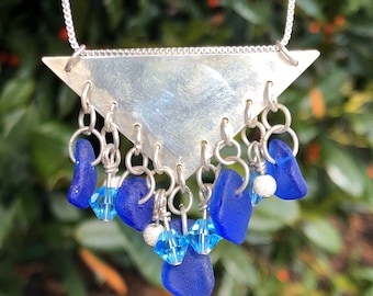 Sea Glass Necklace / Sea Glass Bar Necklace / Sterling Silver Jewelry / Sea Glass Jewelry / Beach Glass Jewelry / Beach Glass Necklace