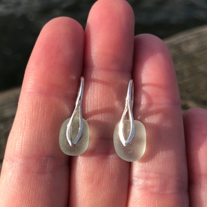 Sea Glass Earrings, 6 Colors Beach Glass Sterling Silver Earrings, Sea Glass Jewelry, Birthday gifts, Bridesmaids Gifts, Simple earrings image 6