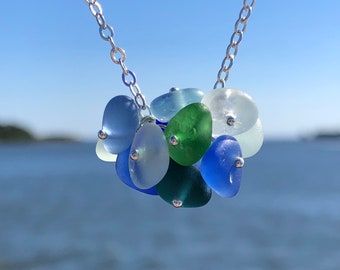 Sea Glass & Sterling Silver Necklace, Sea Glass Jewelry, Gifts for Bridesmaids