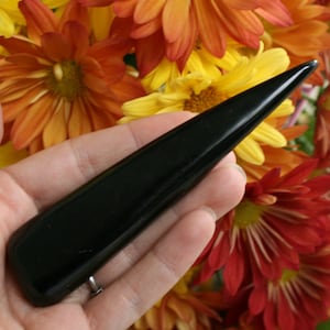 Black Tourmaline Massage Wand,  Polished Crystal Massage Wand, Healing Tools, Grounding 4.81&quot; x 1.06&quot; x 0.55&quot;, weight: 78.9 grams.