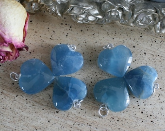 Blue Calcite Crystal Heart Pendant from Argentina, also called Blue Onyx or Lemurian Aquatine  Calcite,