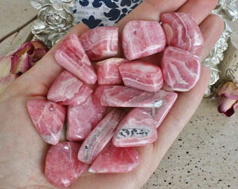 Hand Polished Rhodochrosite, Heart Chakra Stone from Argentina, T4