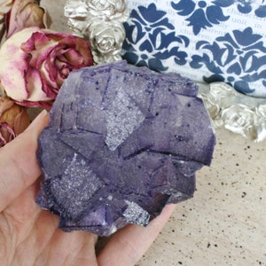 Purple Fluorite Cube Crystal Cluster on Limonite, Gordonsville Mine, Tennessee, 3.15&quot;x2.62&quot;x2.04&quot; weight: 274.2 grams