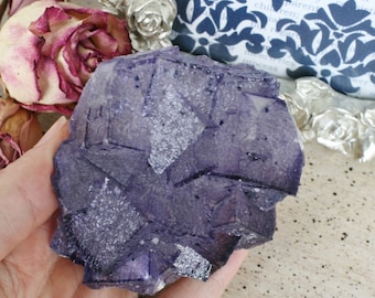 Purple Fluorite Cube Crystal Cluster on Limonite, Gordonsville Mine, Tennessee, 3.15"x2.62"x2.04" weight: 274.2 grams