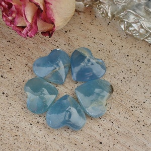 Blue Calcite Crystal Heart from Argentina, also called Blue Onyx or Lemurian Aquatine  Calcite, SMH6