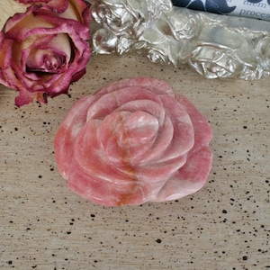 Rhodochrosite Rose Carving, Hands Carved Flower from Capilitas, Argentina, 2.11&quot;1.83&quot;x0.80&quot;