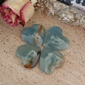 Blue Calcite Heart from Argentina, also called Blue Onyx or Lemurian Aquatine Calcite, MEDH2
