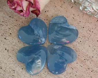Blue Calcite Heart from Argentina, also called Blue Onyx or Lemurian Aquatine Calcite, Crystal Heart, MEDH5