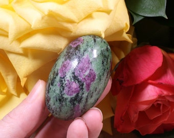 Ruby and Zoisite Lingam from Tanzania 110.8 grams, Heart Chakra Healing