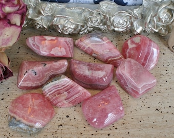 Rhodochrosite, Hand Polished Rhodochrosite from Argentina, Stones for the Heart Chakra, T8