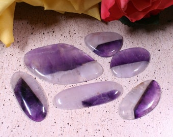 Phantom Amethyst Cabochons! Amethyst and Quartz, Polished Amethyst