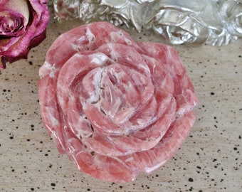 Rhodochrosite Rose Carving, Hands Carved Flower from Capilitas, Argentina, 1.99"x1.90"x0.93"