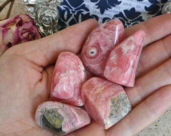 Rhodochrosite, Hand Polished Rhodochrosite from Argentina, Stones for the Heart Chakra, T10