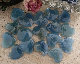 Blue Calcite Heart from Argentina, also called Blue Onyx or Lemurian Aquatine Calcite, LGH2