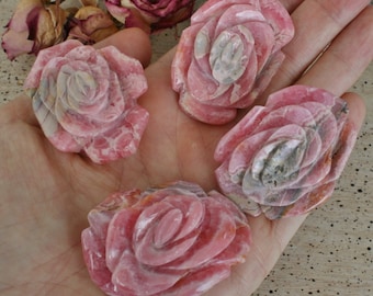 Rhodochrosite Hands Carved Rose, Rhodochrosite Flower from Capilitas, Argentina. Crystal Flower, Heart Chakra,