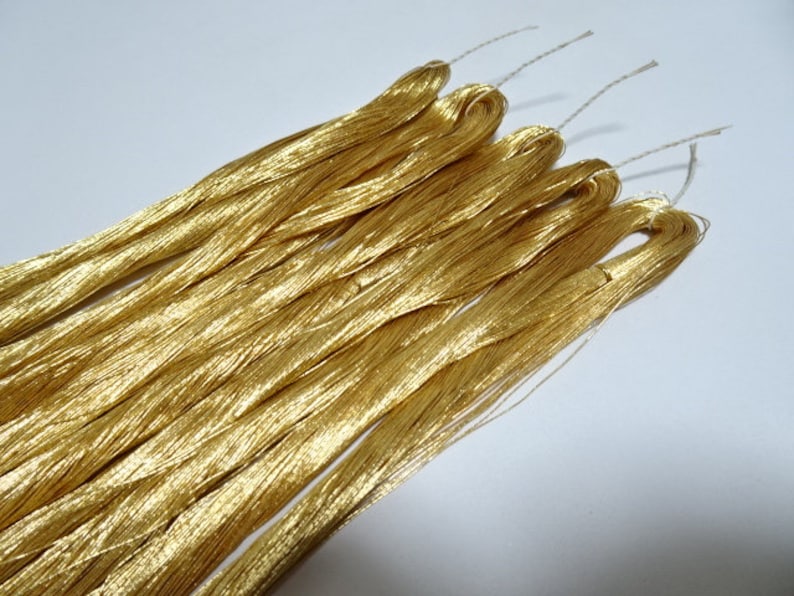 Limited 28 Japanese vintage Superb gold leaf thread 5 sets embroidery 6798 0.40mm image 2