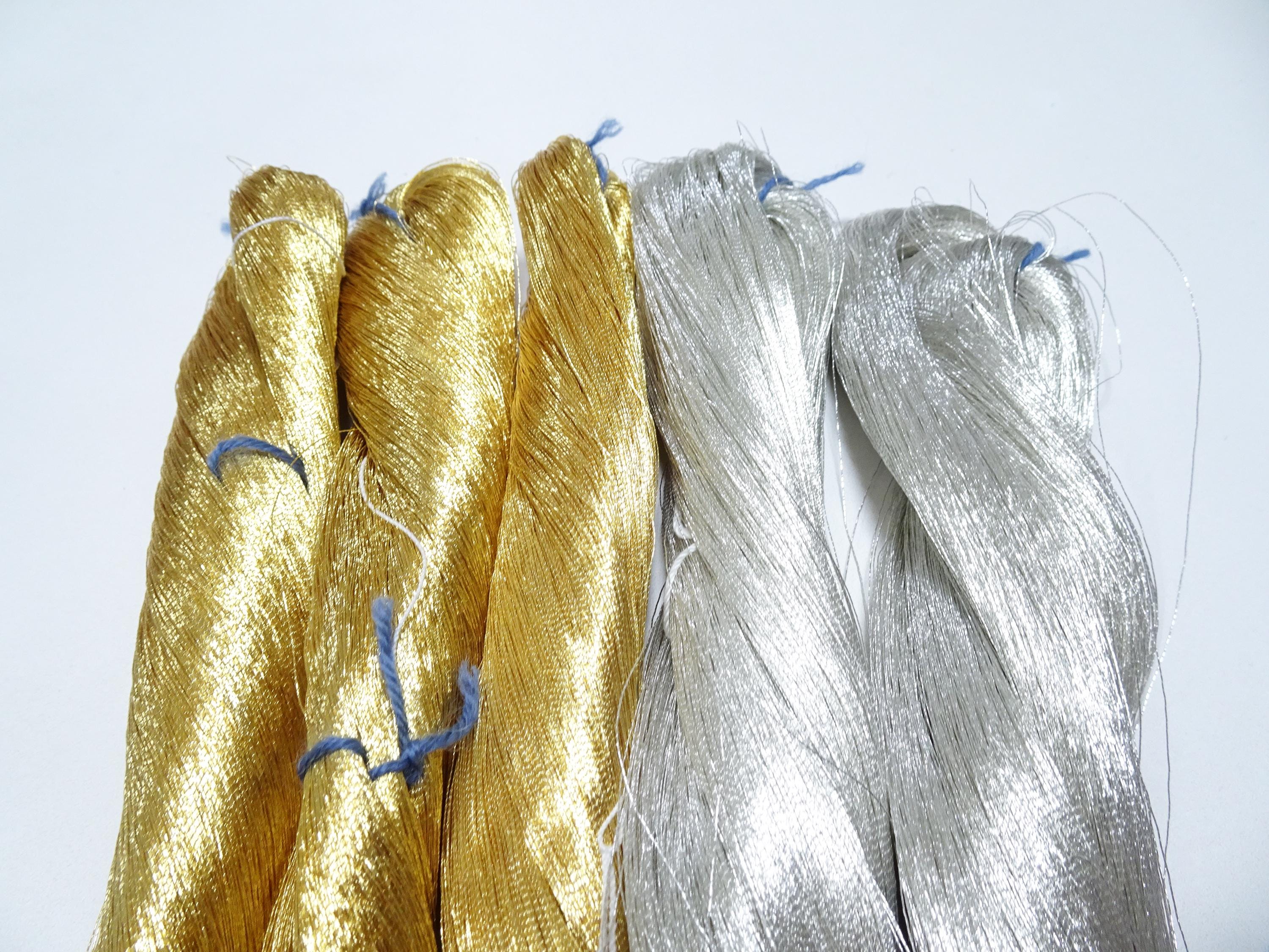 Japanese Vintage Silver & Gold Leaf Thread 5sets Embroidey