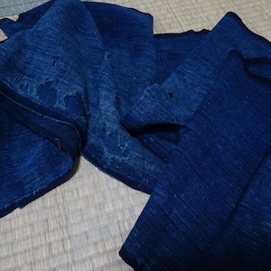 Japanese Antique Cotton Boro Ranru Sashiko kasuri Indigo dye Fabric 10158