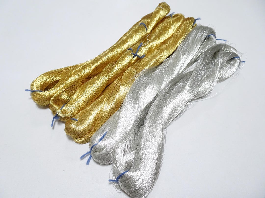 Japanese Vintage Silver & Gold Leaf Thread 5sets Embroidey