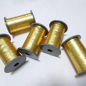 Japanese Vintage Gold thread flat type Hirahaku 5set  Aluminum foil &  Washi(japanese paper) embroidery 11221