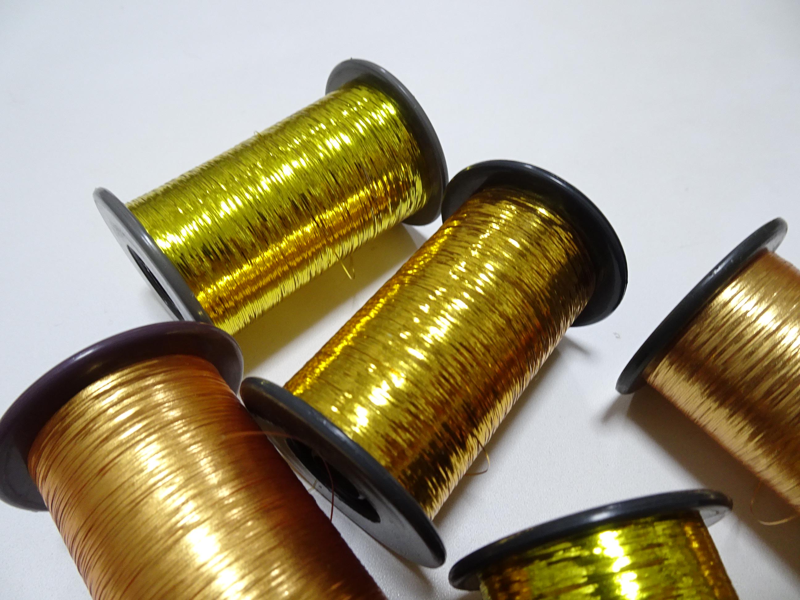 Japanese Vintage Gold Thread Flat Type Hirahaku 5set Aluminum Foil