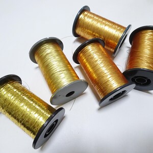 Japanese Vintage Gold thread flat type Hirahaku 5set  Aluminum foil &  Washi(japanese paper) embroidery 11235