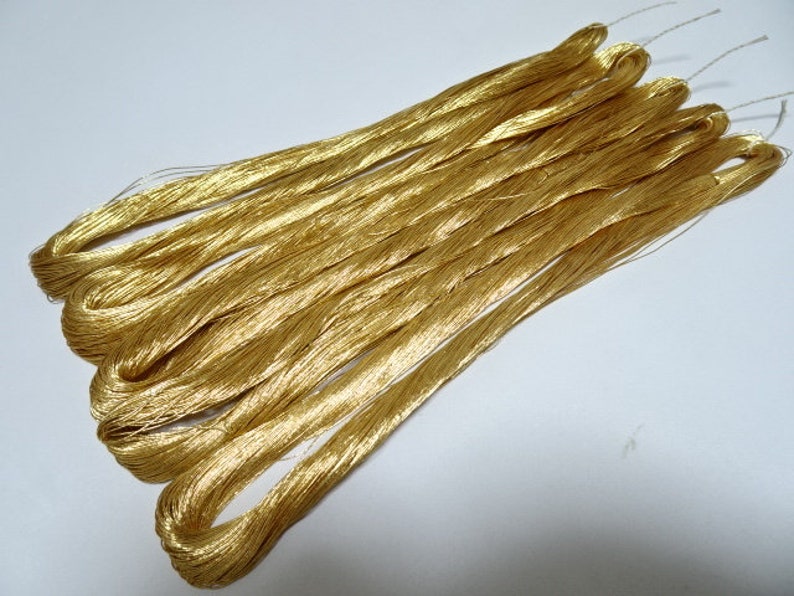 Limited 28 Japanese vintage Superb gold leaf thread 5 sets embroidery 6798 0.40mm image 1