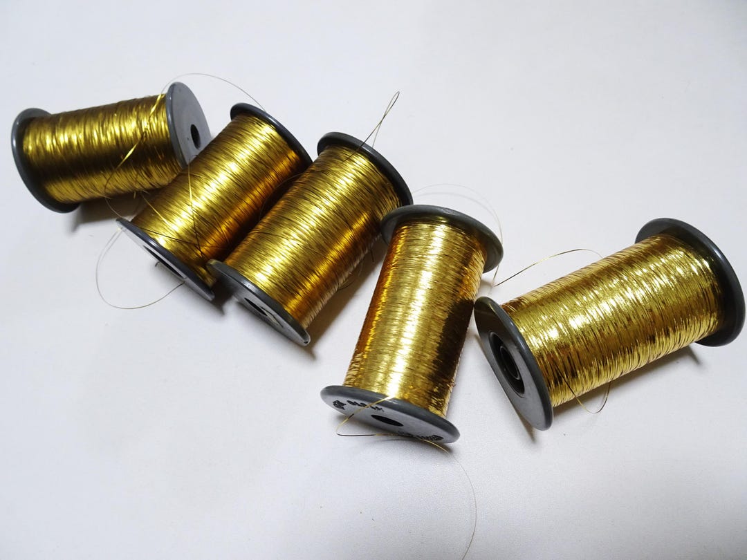 Japanese Vintage Gold Thread Flat Type Hirahaku 5set Aluminum Foil ...
