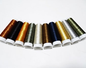 Japanese vintage metallic thread 10sets embroidey 10000M 7282 0.09mm