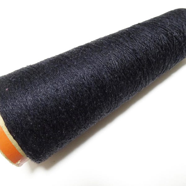 Japanese vintage Tsumugi silk thread embroidery Black 8560
