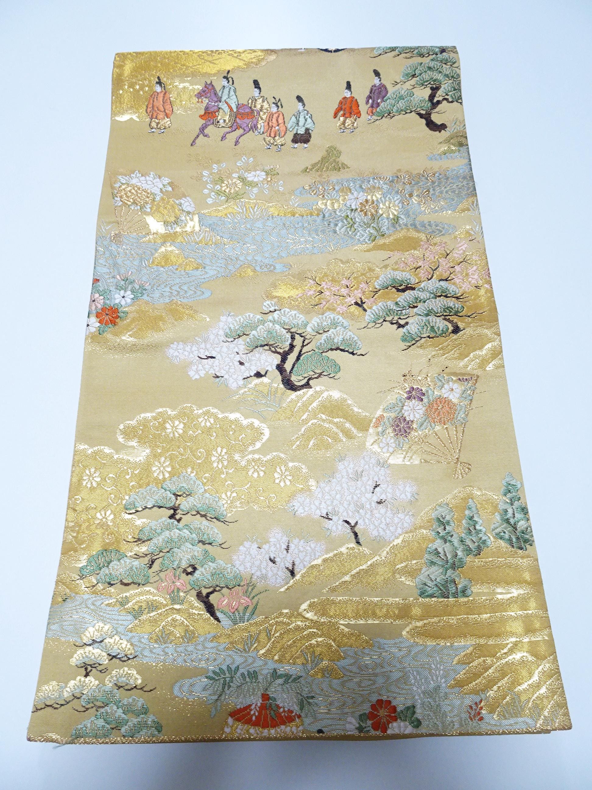 和風模様 袋帯 日本の着物シルク袋帯 豪華な織り模様 武士行列模様 11959 - Etsy 日本