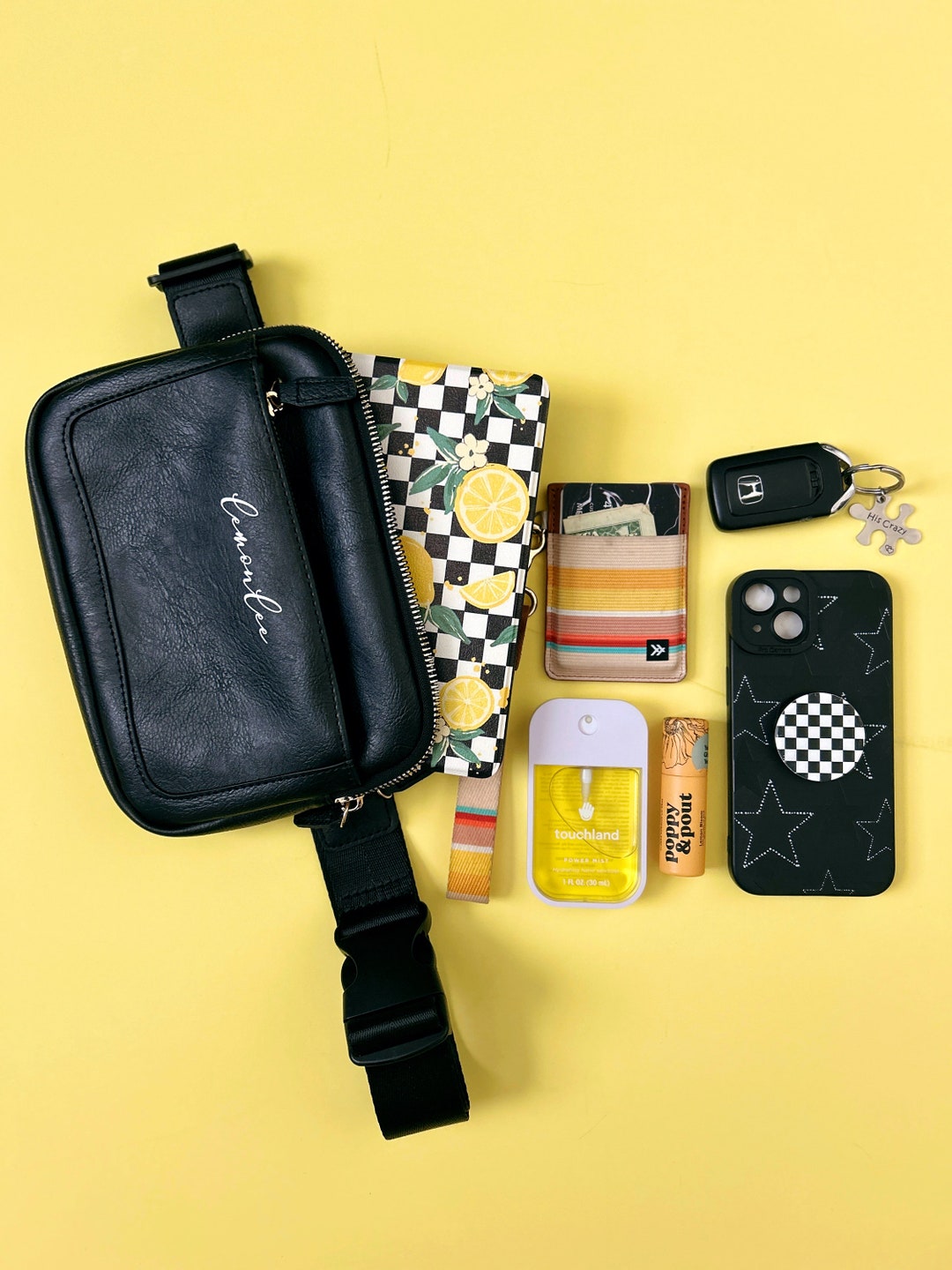 Lux Crossbody Kindle Bag - Black Purse - Zipper Pocket for