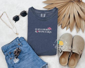 In My Cowboy Romance Era Embroidered Comfort Colors Tee | Bookish Shirt | Western Love Shirt