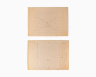 Mies van der Rohe Design Drawing, Stool-- Plan + End Elevation