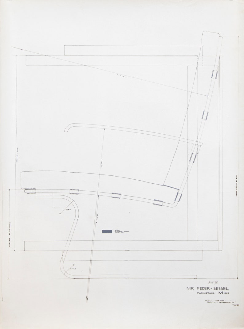 Mies van der Rohe Design Drawing, MR Feder-Sessel Tugendhat MR70 Chair image 2