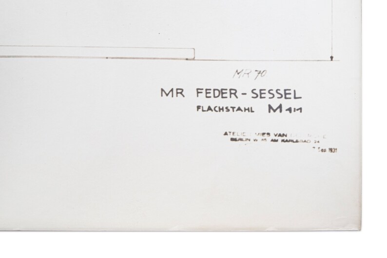 Mies van der Rohe Design Drawing, MR Feder-Sessel Tugendhat MR70 Chair image 4