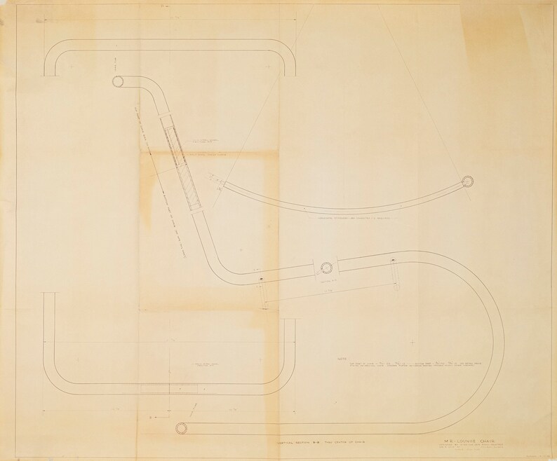 Mies van der Rohe Design Drawing, MR Lounge Chair image 2