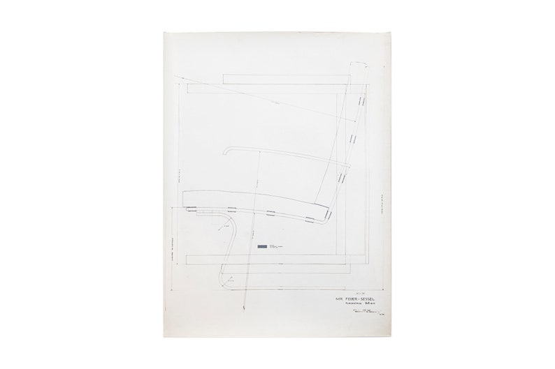 Mies van der Rohe Design Drawing, MR Feder-Sessel Tugendhat MR70 Chair image 1