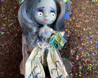 OOAK Custom Littlest Pet Shop mini Blythe Doll reimagined Art Doll “Emily the Dead Bride”