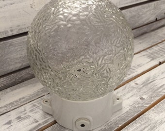 Vintage Industrial German Wall Lamp Ball "Brain" Porcelain Glass