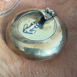Vintage pocket ashtray anchor brass