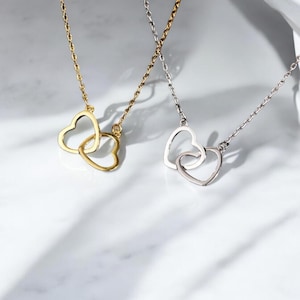 Thin heart necklace - stainless steel - gold plated - women&#39;s necklace - heart