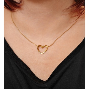 Heart necklace - delicate necklace - stainless steel - gold plated - women&#39;s necklace - heart