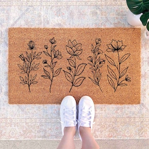 Flower Doormat Floral Doormat Wildflowers Decor Floral Decor Flowers Door Mat Floral Door Mat Front Door Decor Summer Decor Spring Decor