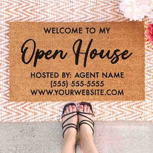 Open House Doormat Realtor Doormat Open House Welcome Mat Realtor Decor for Open House Door Mat Open House Door Mat Custom Doormat Custom