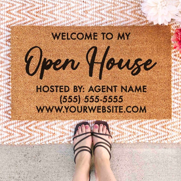 Open House Doormat Realtor Doormat Open House Welcome Mat Realtor Decor for Open House Door Mat Open House Door Mat Custom Doormat Custom