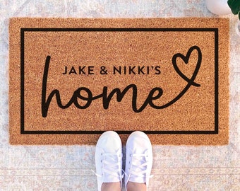 Personalized Doormat with Name Door Mat Custom Doormat Custom Home Doormat Engagement Gift Newlywed Gift Closing Gift Housewarming Gifts Mat