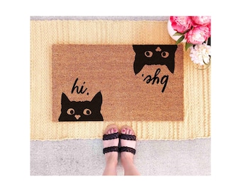 Funny Cat Doormat: Natural Coir with Latex Backing