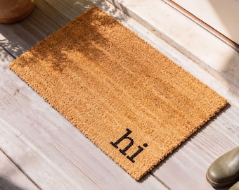 Hi Doormat, Funny Simple Welcome Mat, Housewarming Gift
