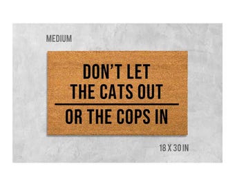 Doormat: Funny Cat Message (Natural Coir, Latex Backing)